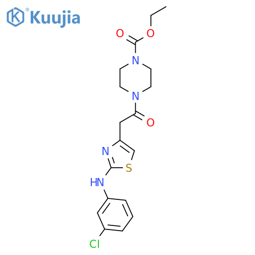 ethyl 4-(2-{2-[(3-chlorophenyl)amino]-1,3-thiazol-4-yl}acetyl)piperazine-1-carboxylate structure