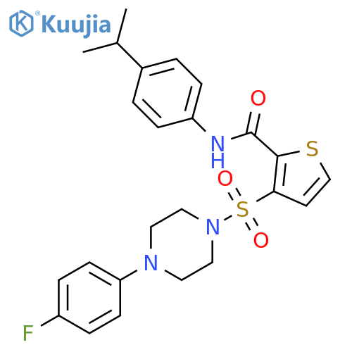3-{[4-(4-fluorophenyl)piperazin-1-yl]sulfonyl}-N-[4-(propan-2-yl)phenyl]thiophene-2-carboxamide structure