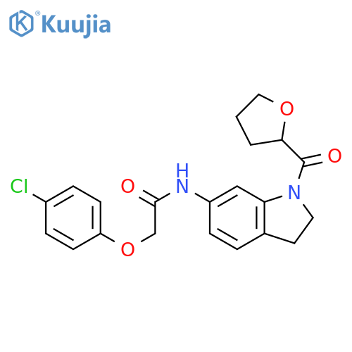2-(4-chlorophenoxy)-N-[1-(oxolane-2-carbonyl)-2,3-dihydro-1H-indol-6-yl]acetamide structure