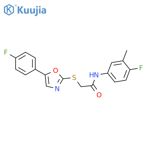 N-(4-fluoro-3-methylphenyl)-2-{[5-(4-fluorophenyl)-1,3-oxazol-2-yl]sulfanyl}acetamide structure
