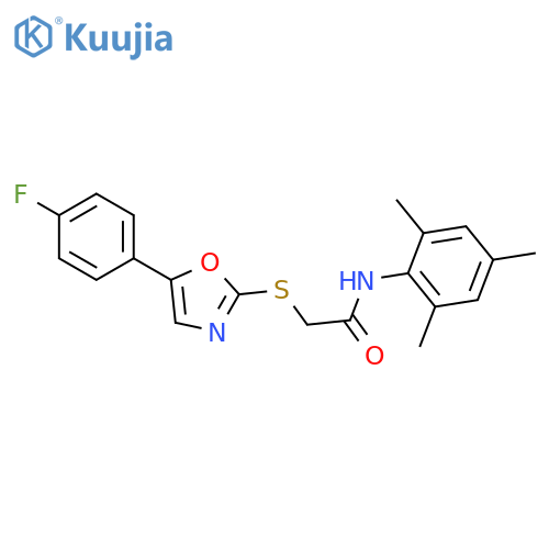 2-{[5-(4-fluorophenyl)-1,3-oxazol-2-yl]sulfanyl}-N-(2,4,6-trimethylphenyl)acetamide structure
