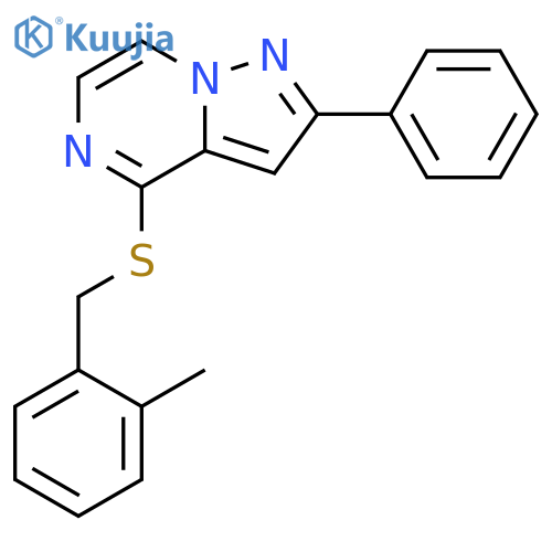 4-{[(2-methylphenyl)methyl]sulfanyl}-2-phenylpyrazolo[1,5-a]pyrazine structure