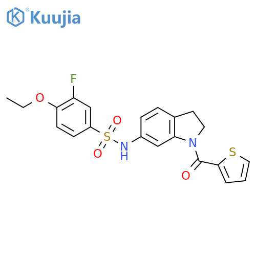 4-ethoxy-3-fluoro-N-[1-(thiophene-2-carbonyl)-2,3-dihydro-1H-indol-6-yl]benzene-1-sulfonamide structure