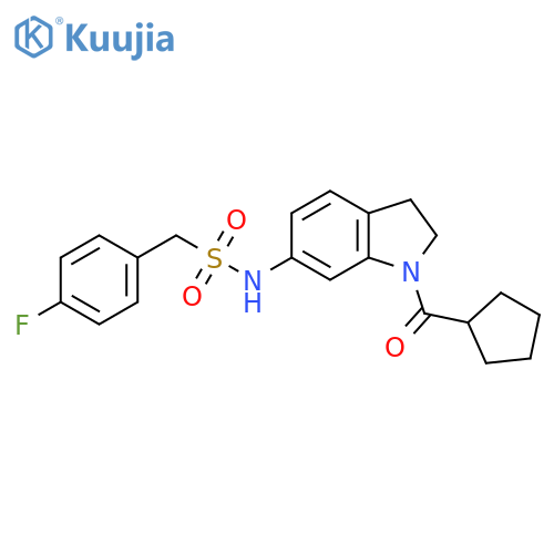 N-(1-cyclopentanecarbonyl-2,3-dihydro-1H-indol-6-yl)-1-(4-fluorophenyl)methanesulfonamide structure