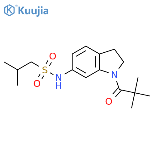 N-[1-(2,2-dimethylpropanoyl)-2,3-dihydro-1H-indol-6-yl]-2-methylpropane-1-sulfonamide structure