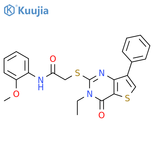2-({3-ethyl-4-oxo-7-phenyl-3H,4H-thieno[3,2-d]pyrimidin-2-yl}sulfanyl)-N-(2-methoxyphenyl)acetamide structure