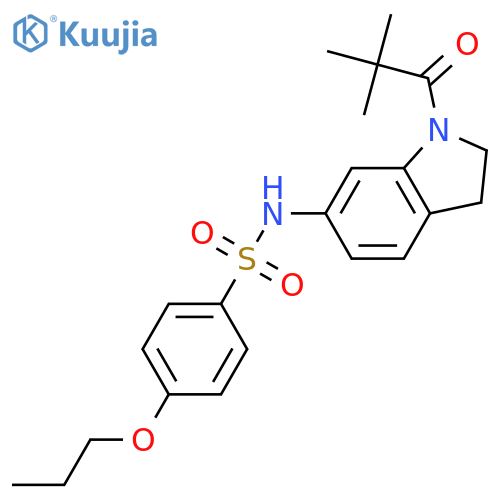 N-[1-(2,2-dimethylpropanoyl)-2,3-dihydro-1H-indol-6-yl]-4-propoxybenzene-1-sulfonamide structure