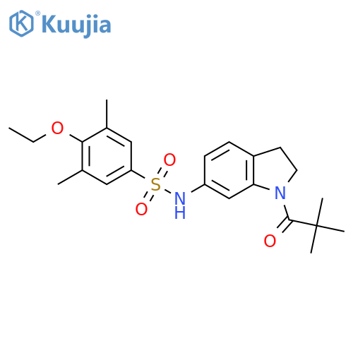 N-[1-(2,2-dimethylpropanoyl)-2,3-dihydro-1H-indol-6-yl]-4-ethoxy-3,5-dimethylbenzene-1-sulfonamide structure
