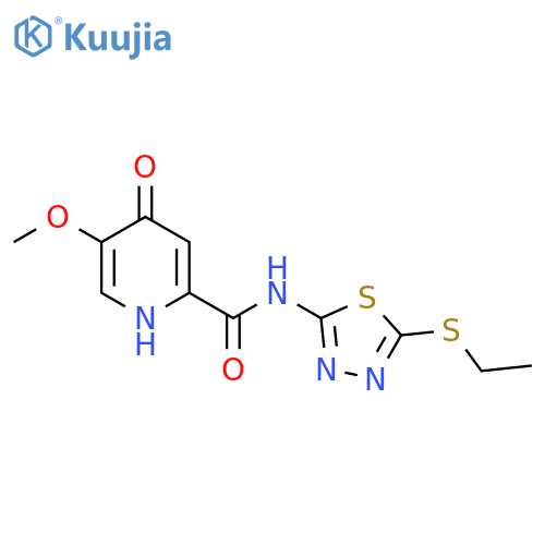 N-[5-(ethylsulfanyl)-1,3,4-thiadiazol-2-yl]-5-methoxy-4-oxo-1,4-dihydropyridine-2-carboxamide structure