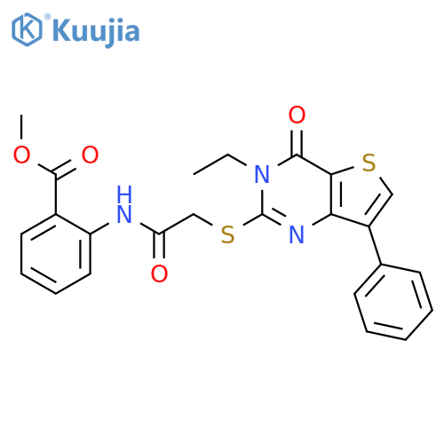 methyl 2-[2-({3-ethyl-4-oxo-7-phenyl-3H,4H-thieno[3,2-d]pyrimidin-2-yl}sulfanyl)acetamido]benzoate structure