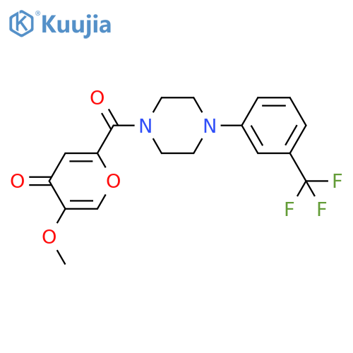 5-methoxy-2-{4-[3-(trifluoromethyl)phenyl]piperazine-1-carbonyl}-4H-pyran-4-one structure