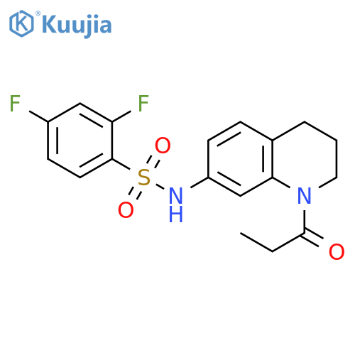 2,4-difluoro-N-(1-propanoyl-1,2,3,4-tetrahydroquinolin-7-yl)benzene-1-sulfonamide structure
