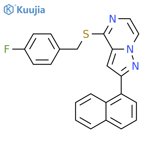 4-{[(4-fluorophenyl)methyl]sulfanyl}-2-(naphthalen-1-yl)pyrazolo[1,5-a]pyrazine structure