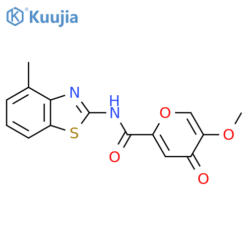 5-methoxy-N-(4-methyl-1,3-benzothiazol-2-yl)-4-oxo-4H-pyran-2-carboxamide structure