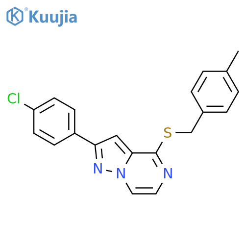 2-(4-chlorophenyl)-4-{[(4-methylphenyl)methyl]sulfanyl}pyrazolo[1,5-a]pyrazine structure