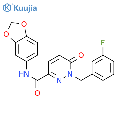 N-(2H-1,3-benzodioxol-5-yl)-1-[(3-fluorophenyl)methyl]-6-oxo-1,6-dihydropyridazine-3-carboxamide structure
