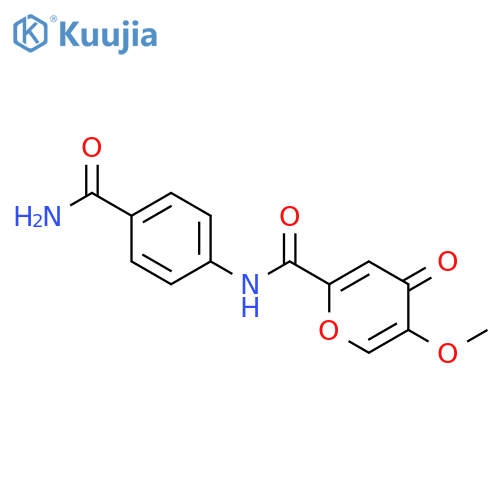 N-(4-carbamoylphenyl)-5-methoxy-4-oxo-4H-pyran-2-carboxamide structure