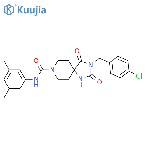 3-[(4-chlorophenyl)methyl]-N-(3,5-dimethylphenyl)-2,4-dioxo-1,3,8-triazaspiro[4.5]decane-8-carboxamide structure