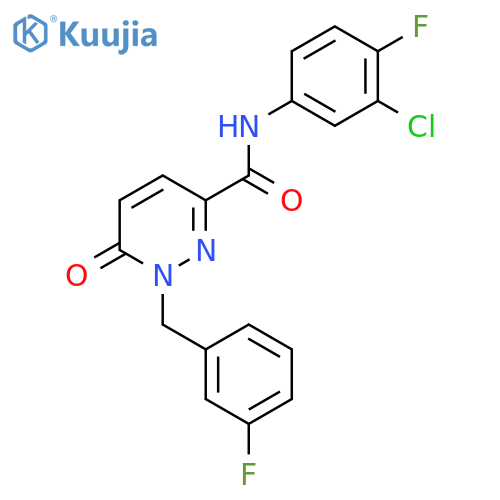 N-(3-chloro-4-fluorophenyl)-1-[(3-fluorophenyl)methyl]-6-oxo-1,6-dihydropyridazine-3-carboxamide structure