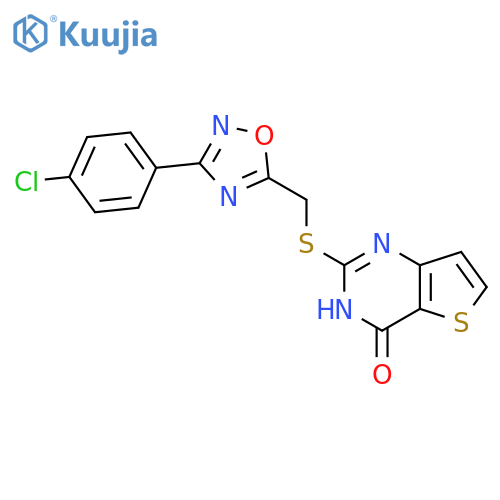 2-({[3-(4-chlorophenyl)-1,2,4-oxadiazol-5-yl]methyl}sulfanyl)-3H,4H-thieno[3,2-d]pyrimidin-4-one structure