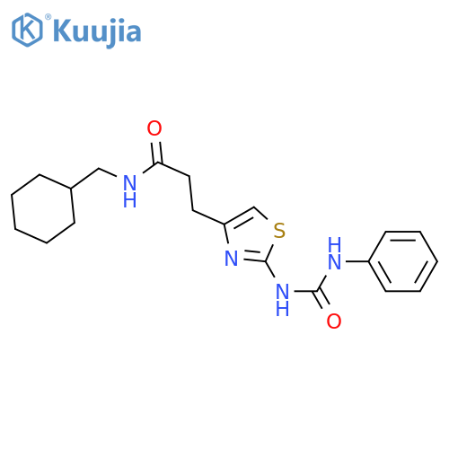 N-(cyclohexylmethyl)-3-{2-[(phenylcarbamoyl)amino]-1,3-thiazol-4-yl}propanamide structure