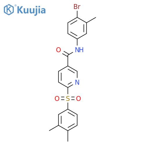 N-(4-bromo-3-methylphenyl)-6-(3,4-dimethylbenzenesulfonyl)pyridine-3-carboxamide structure