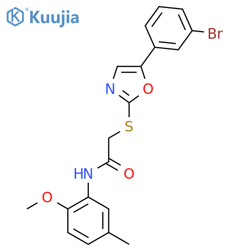 2-{[5-(3-bromophenyl)-1,3-oxazol-2-yl]sulfanyl}-N-(2-methoxy-5-methylphenyl)acetamide structure