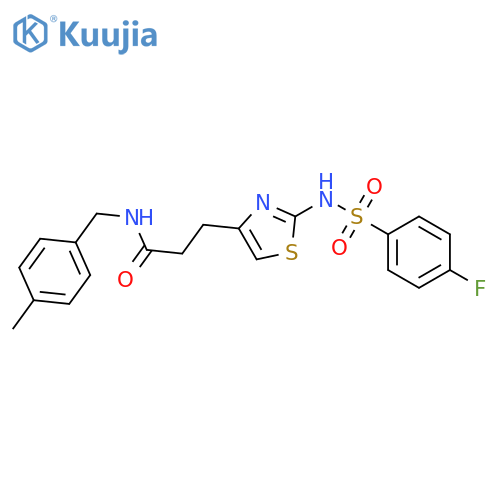 3-[2-(4-fluorobenzenesulfonamido)-1,3-thiazol-4-yl]-N-[(4-methylphenyl)methyl]propanamide structure