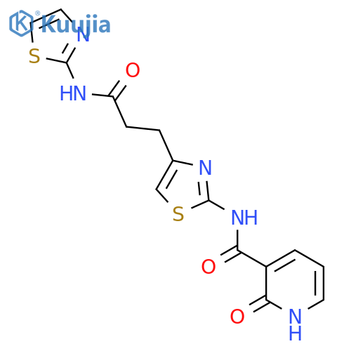 2-oxo-N-(4-{2-[(1,3-thiazol-2-yl)carbamoyl]ethyl}-1,3-thiazol-2-yl)-1,2-dihydropyridine-3-carboxamide structure