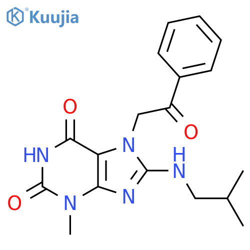 3-methyl-8-[(2-methylpropyl)amino]-7-(2-oxo-2-phenylethyl)-2,3,6,7-tetrahydro-1H-purine-2,6-dione structure