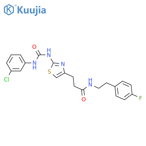 3-(2-{[(3-chlorophenyl)carbamoyl]amino}-1,3-thiazol-4-yl)-N-[2-(4-fluorophenyl)ethyl]propanamide structure
