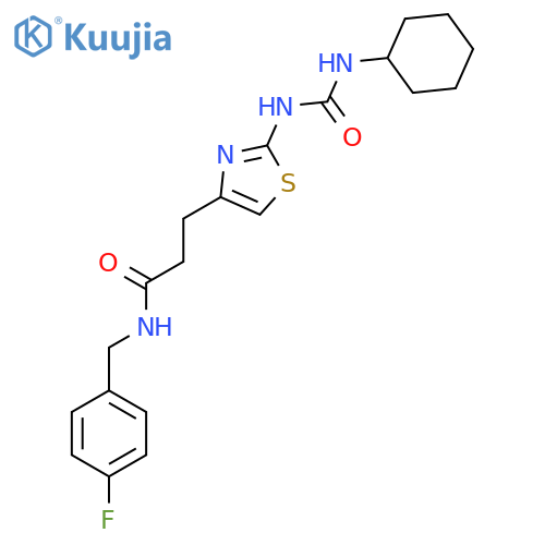 3-{2-[(cyclohexylcarbamoyl)amino]-1,3-thiazol-4-yl}-N-[(4-fluorophenyl)methyl]propanamide structure