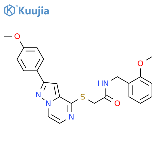 N-[(2-methoxyphenyl)methyl]-2-{[2-(4-methoxyphenyl)pyrazolo[1,5-a]pyrazin-4-yl]sulfanyl}acetamide structure