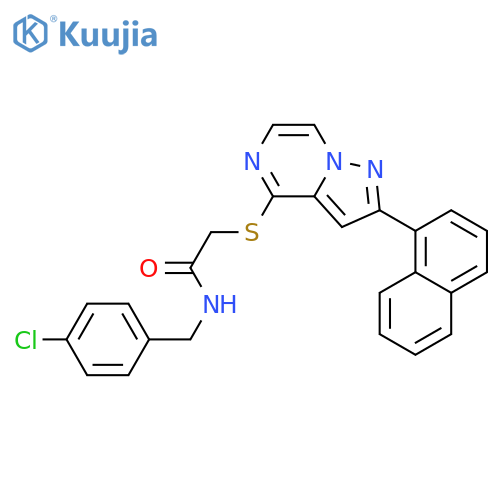 N-[(4-chlorophenyl)methyl]-2-{[2-(naphthalen-1-yl)pyrazolo[1,5-a]pyrazin-4-yl]sulfanyl}acetamide structure