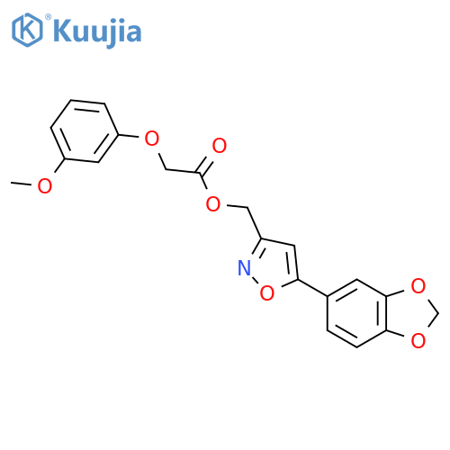 [5-(2H-1,3-benzodioxol-5-yl)-1,2-oxazol-3-yl]methyl 2-(3-methoxyphenoxy)acetate structure