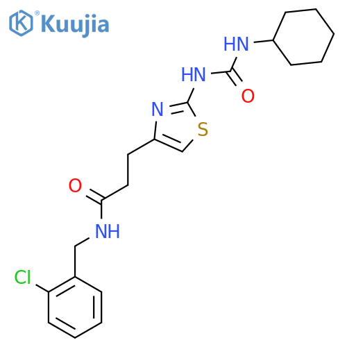 N-[(2-chlorophenyl)methyl]-3-{2-[(cyclohexylcarbamoyl)amino]-1,3-thiazol-4-yl}propanamide structure