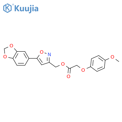 [5-(2H-1,3-benzodioxol-5-yl)-1,2-oxazol-3-yl]methyl 2-(4-methoxyphenoxy)acetate structure