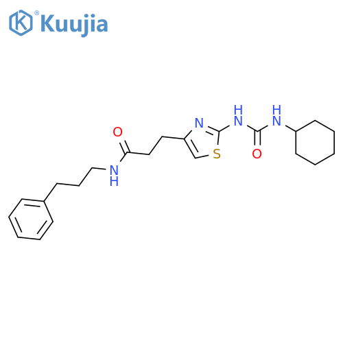 3-{2-[(cyclohexylcarbamoyl)amino]-1,3-thiazol-4-yl}-N-(3-phenylpropyl)propanamide structure
