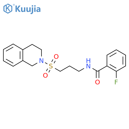 2-fluoro-N-[3-(1,2,3,4-tetrahydroisoquinoline-2-sulfonyl)propyl]benzamide structure