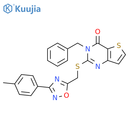 3-benzyl-2-({[3-(4-methylphenyl)-1,2,4-oxadiazol-5-yl]methyl}sulfanyl)-3H,4H-thieno[3,2-d]pyrimidin-4-one structure