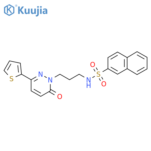 N-{3-[6-oxo-3-(thiophen-2-yl)-1,6-dihydropyridazin-1-yl]propyl}naphthalene-2-sulfonamide structure