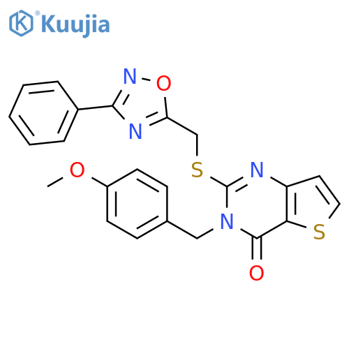 3-[(4-methoxyphenyl)methyl]-2-{[(3-phenyl-1,2,4-oxadiazol-5-yl)methyl]sulfanyl}-3H,4H-thieno[3,2-d]pyrimidin-4-one structure