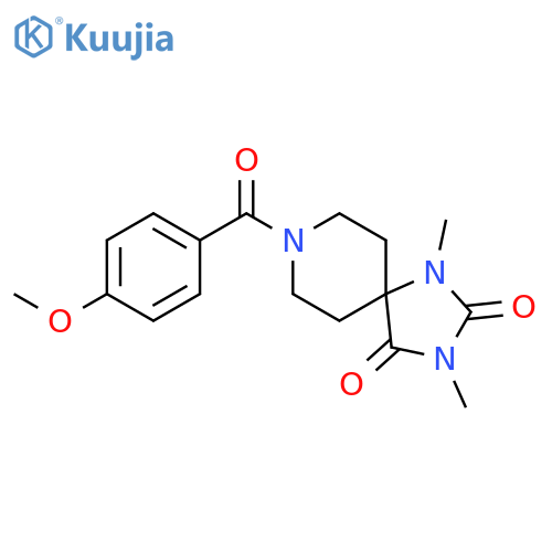 8-(4-methoxybenzoyl)-1,3-dimethyl-1,3,8-triazaspiro[4.5]decane-2,4-dione structure