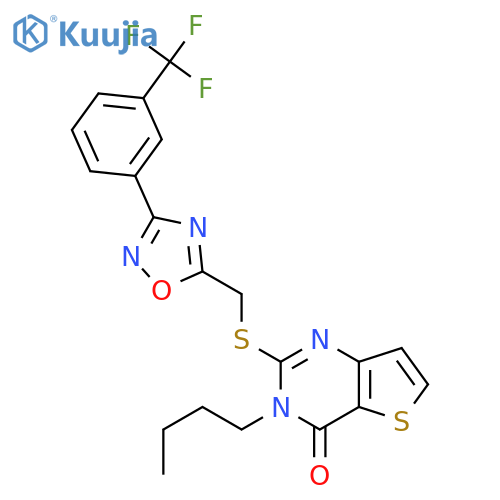 3-butyl-2-[({3-[3-(trifluoromethyl)phenyl]-1,2,4-oxadiazol-5-yl}methyl)sulfanyl]-3H,4H-thieno[3,2-d]pyrimidin-4-one structure