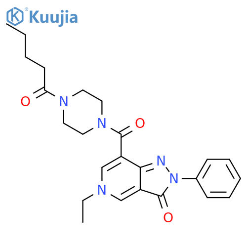 5-ethyl-7-(4-pentanoylpiperazine-1-carbonyl)-2-phenyl-2H,3H,5H-pyrazolo[4,3-c]pyridin-3-one structure