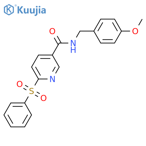 6-(benzenesulfonyl)-N-[(4-methoxyphenyl)methyl]pyridine-3-carboxamide structure