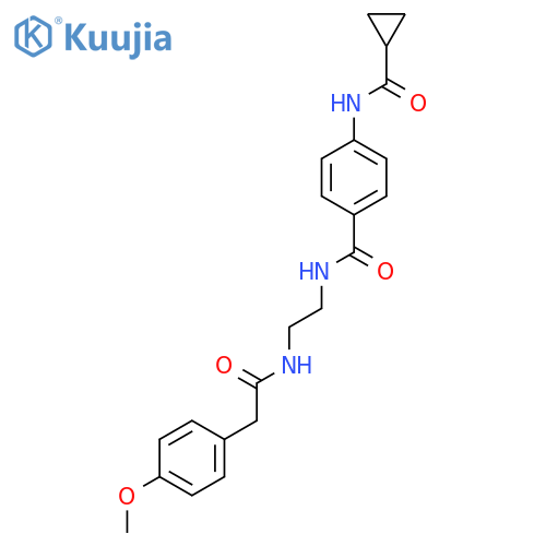 N-[4-({2-[2-(4-methoxyphenyl)acetamido]ethyl}carbamoyl)phenyl]cyclopropanecarboxamide structure