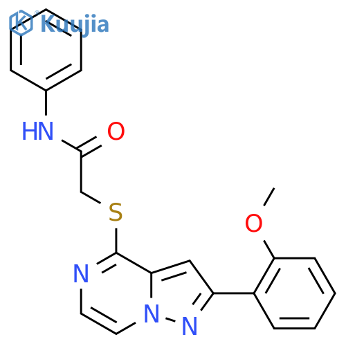 2-{[2-(2-methoxyphenyl)pyrazolo[1,5-a]pyrazin-4-yl]sulfanyl}-N-phenylacetamide structure