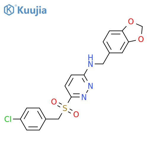 N-[(2H-1,3-benzodioxol-5-yl)methyl]-6-[(4-chlorophenyl)methanesulfonyl]pyridazin-3-amine structure