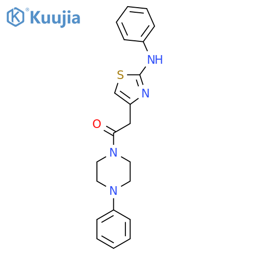 2-[2-(phenylamino)-1,3-thiazol-4-yl]-1-(4-phenylpiperazin-1-yl)ethan-1-one structure